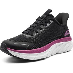 Women's Black Fuchsia Walking Shoes Comfort Breathable Non-Slip Gym Sneakers